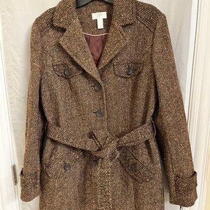 Ann Taylor Loft  Herringbone Tweed Coat Size 10